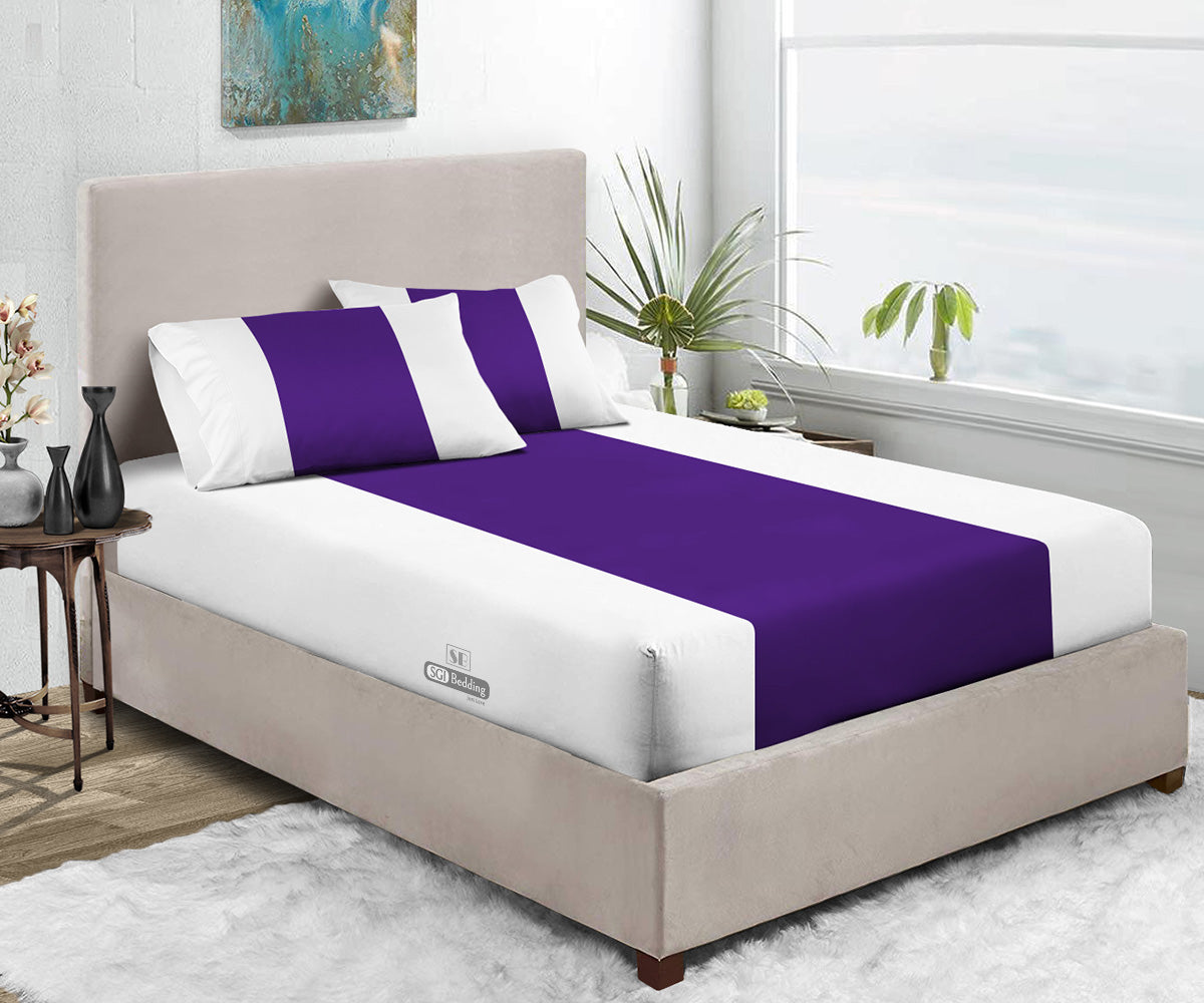 Luxury Purple & White Contrast Fitted Sheets