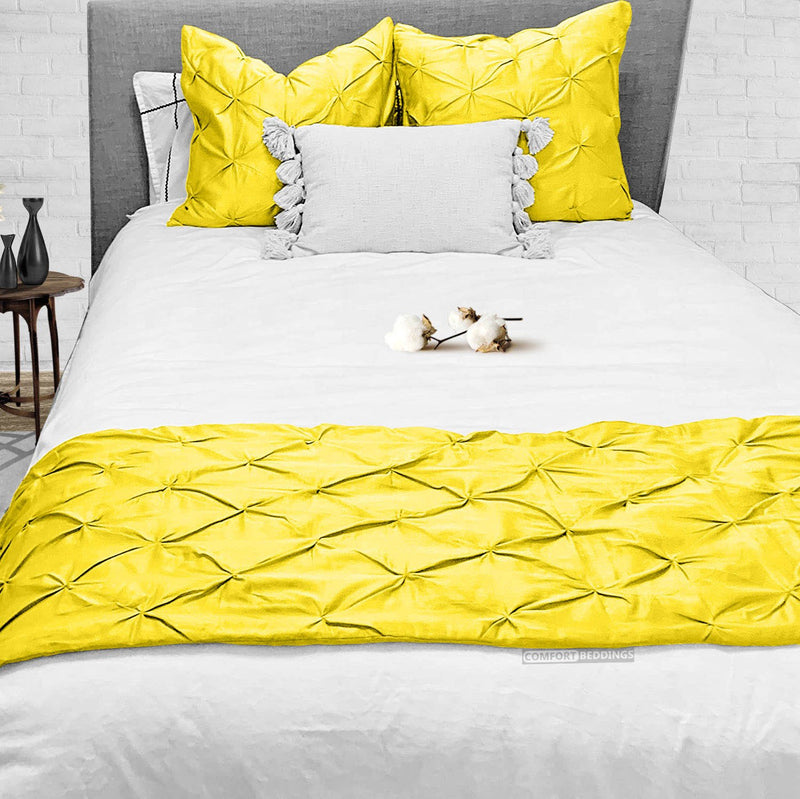 Yellow Pinch Bed Runner Set