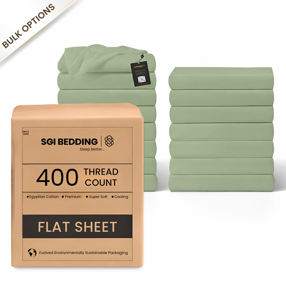 400 TC Egyptian Cotton Bulk Hotel Flat Sheets – Luxury Hotel Bedding (6 & 12 Pack)