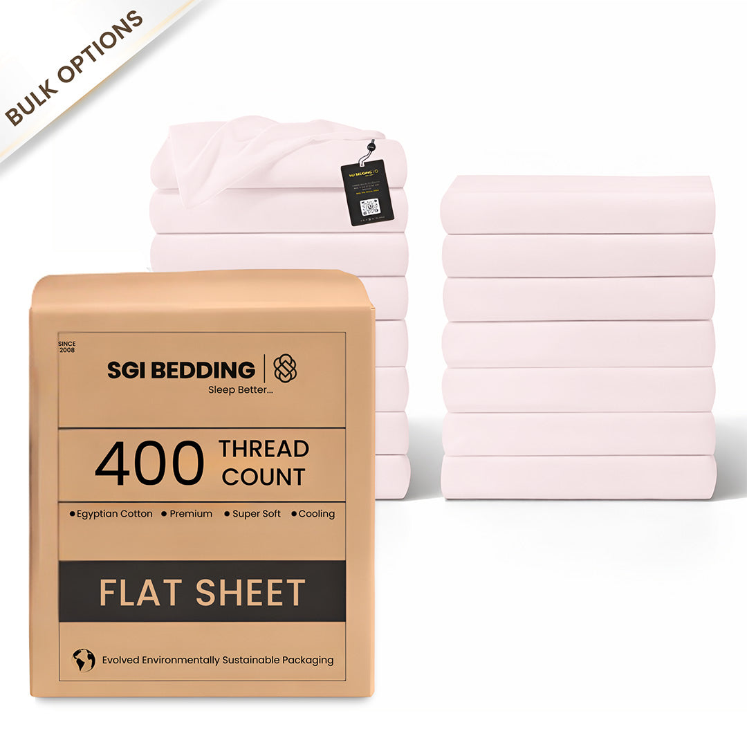 400 TC Egyptian Cotton Bulk Hotel Flat Sheets – Luxury Hotel Bedding (6 & 12 Pack)