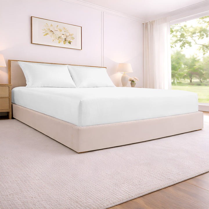 Custom bamboo fitted sheet on oversized mattress