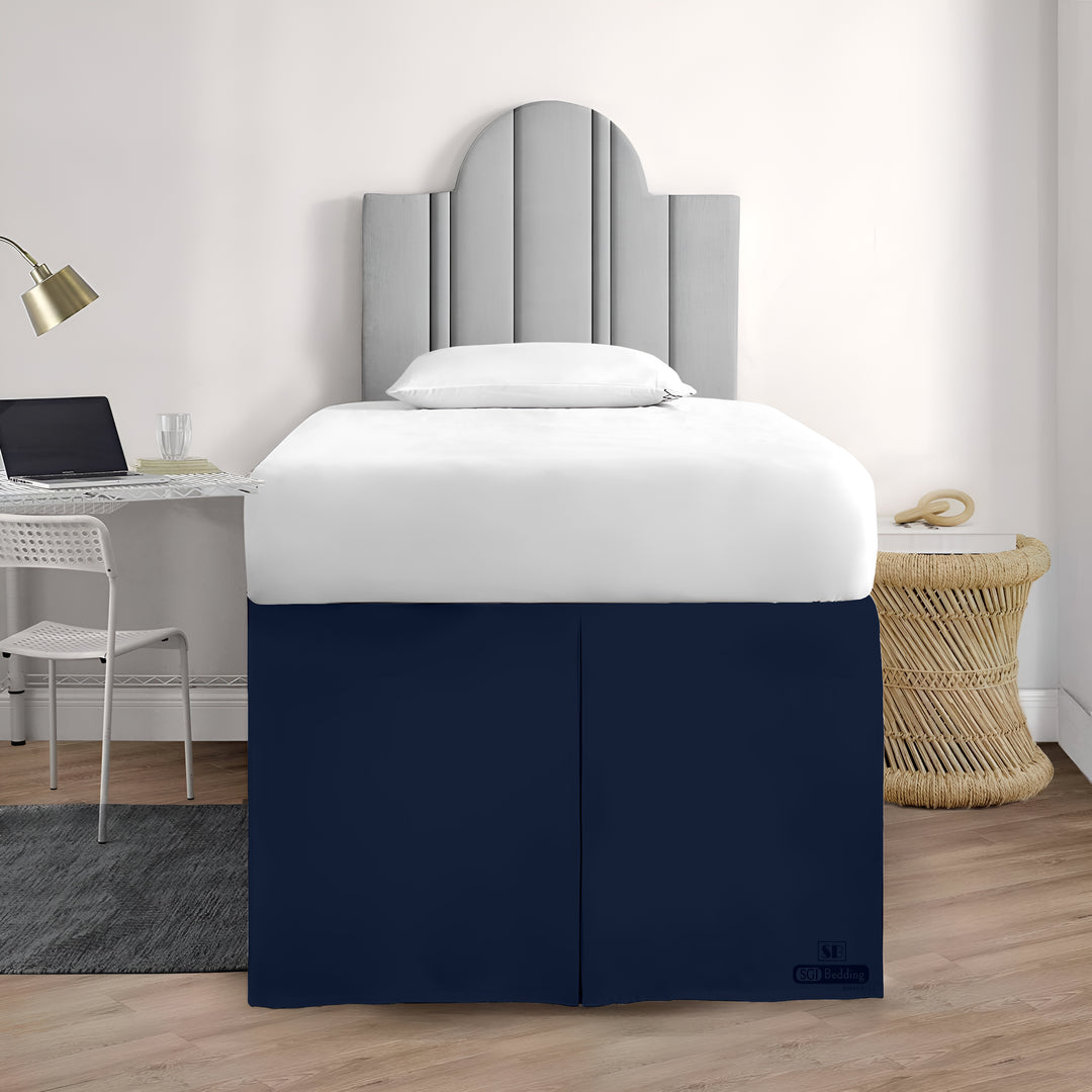 Microfiber Dorm Room Bed Skirt Pleated