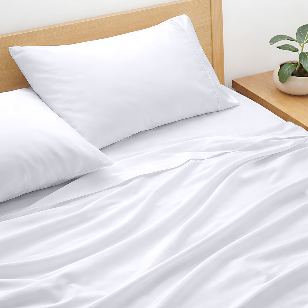 Custom bamboo sheets on king mattress