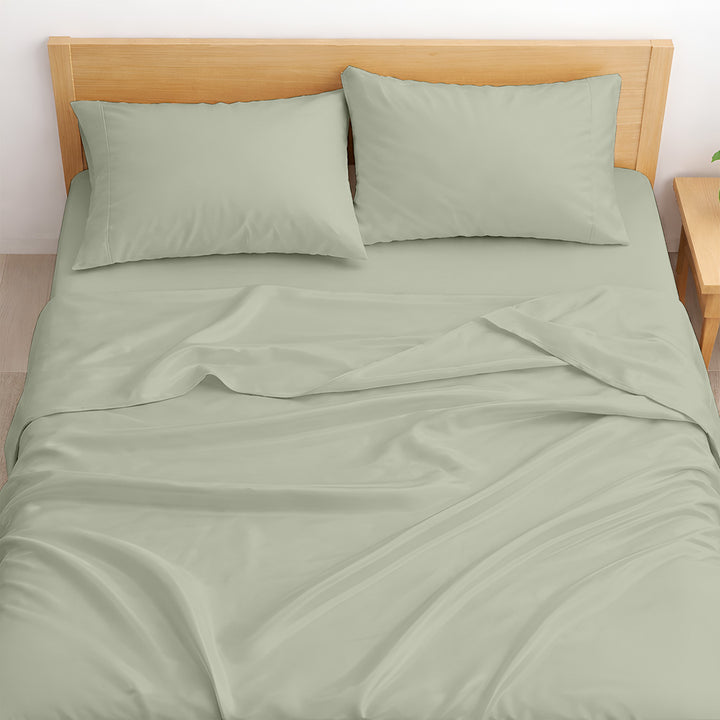 Custom bamboo sheets on king mattress