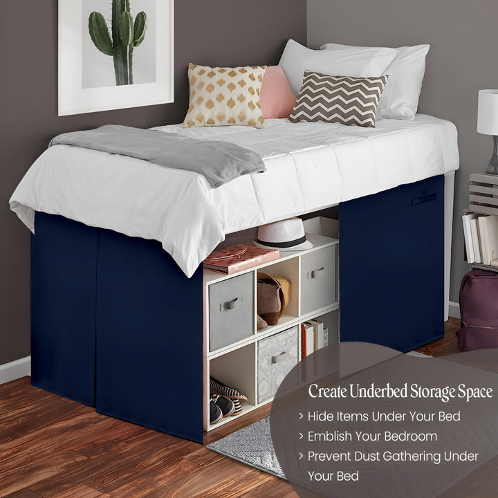 Microfiber Dorm Room Bed Skirt Pleated