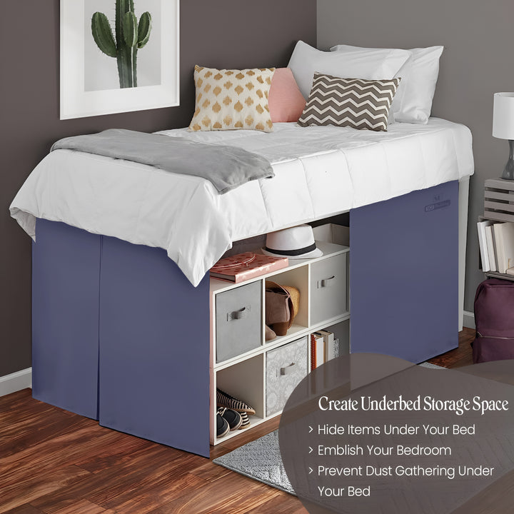 Microfiber Dorm Room Bed Skirt Pleated