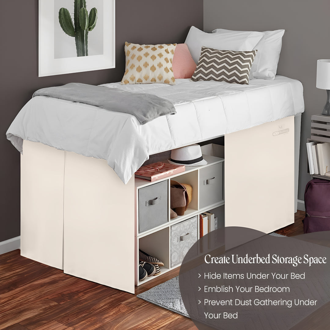 Microfiber Dorm Room Bed Skirt Pleated
