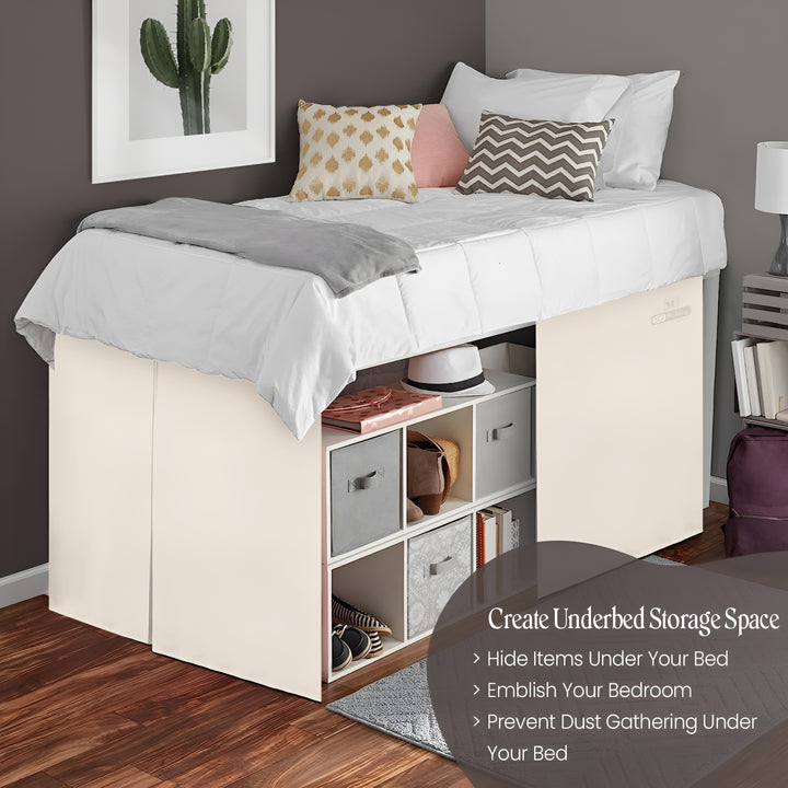 Microfiber Dorm Room Bed Skirt Pleated