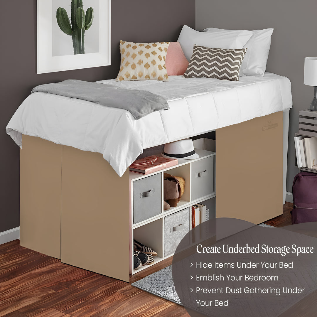 Microfiber Dorm Room Bed Skirt Pleated