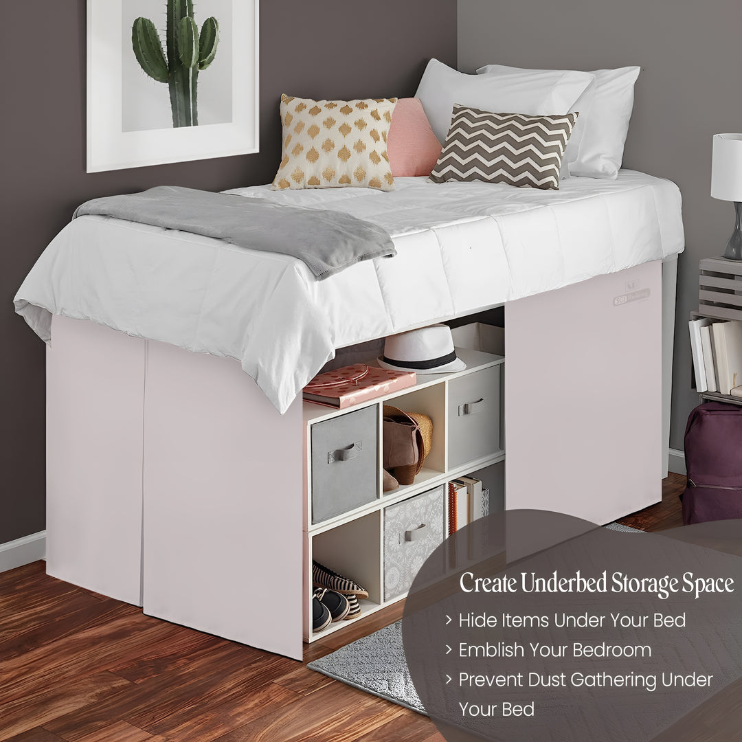 Microfiber Dorm Room Bed Skirt Pleated