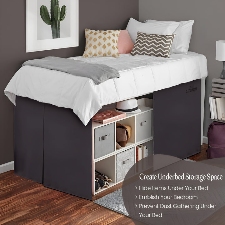 Microfiber Dorm Room Bed Skirt Pleated