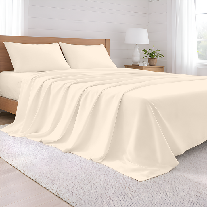 Luxury custom size 600 TC sheet set on bed