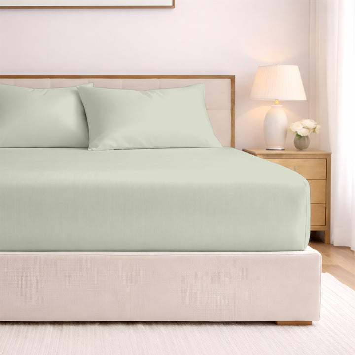 Custom bamboo fitted sheet on oversized mattress