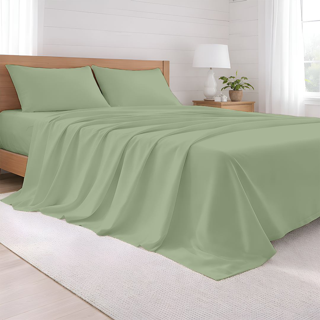 Luxury custom size 600 TC sheet set on bed