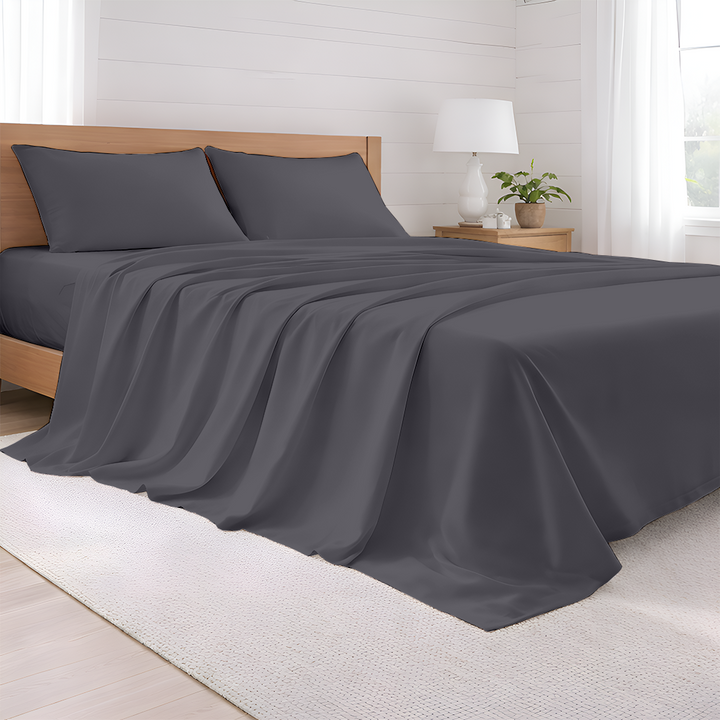 Luxury custom size 600 TC sheet set on bed