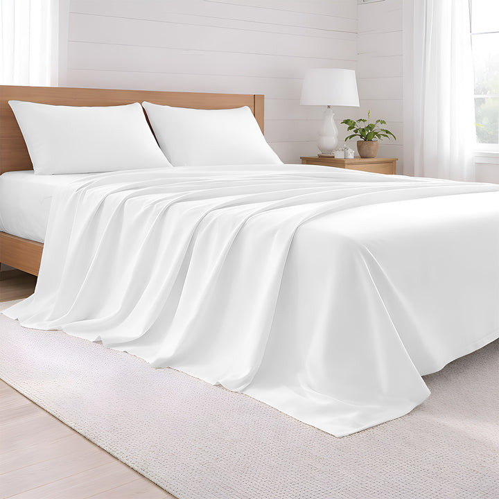Luxury custom size 600 TC sheet set on bed