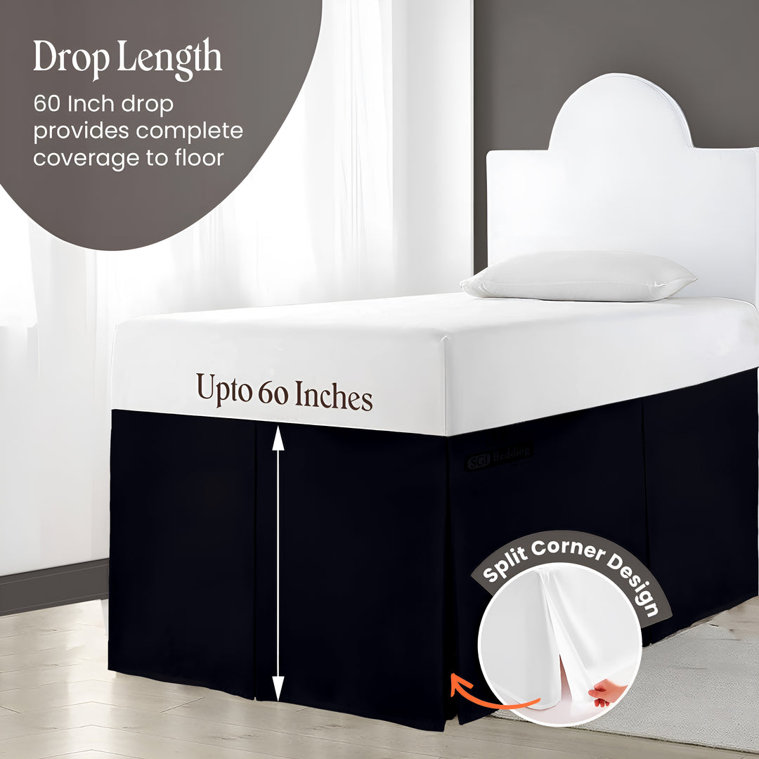 Microfiber Dorm Room Bed Skirt Pleated