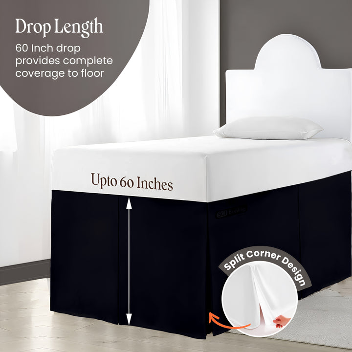 Microfiber Dorm Room Bed Skirt Pleated