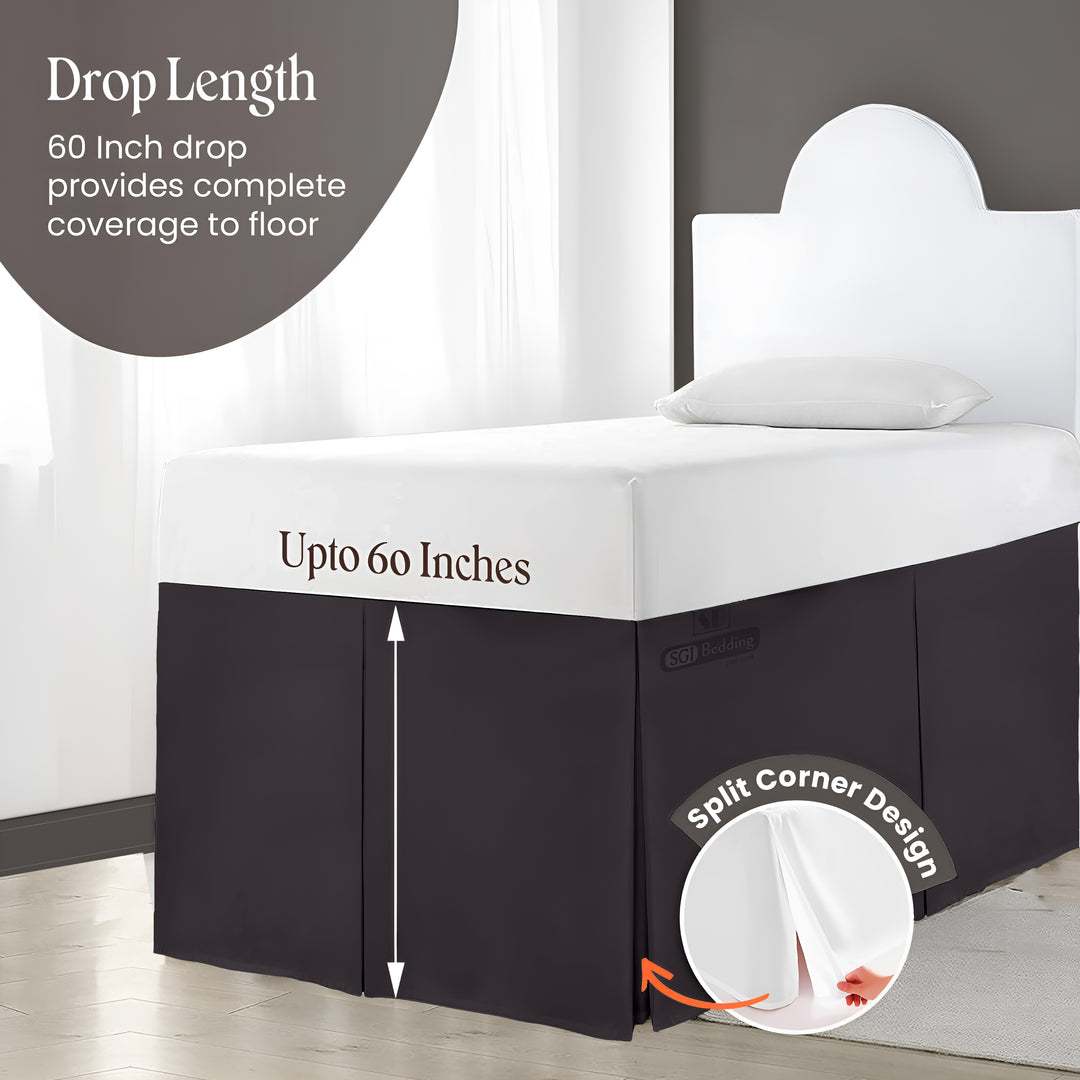 Microfiber Dorm Room Bed Skirt Pleated