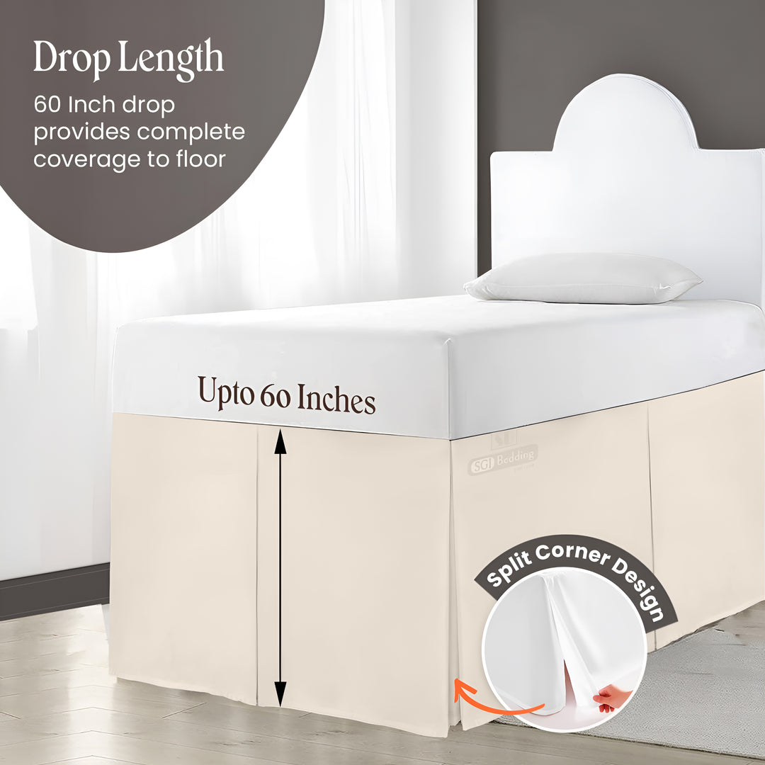 Microfiber Dorm Room Bed Skirt Pleated