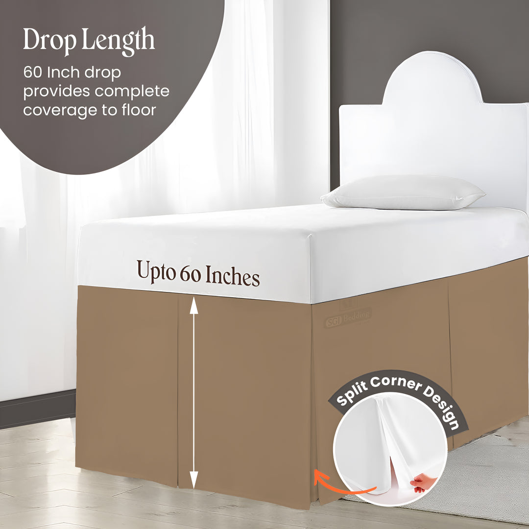 Microfiber Dorm Room Bed Skirt Pleated