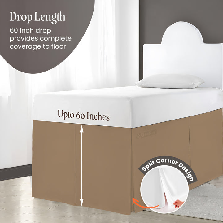 Microfiber Dorm Room Bed Skirt Pleated