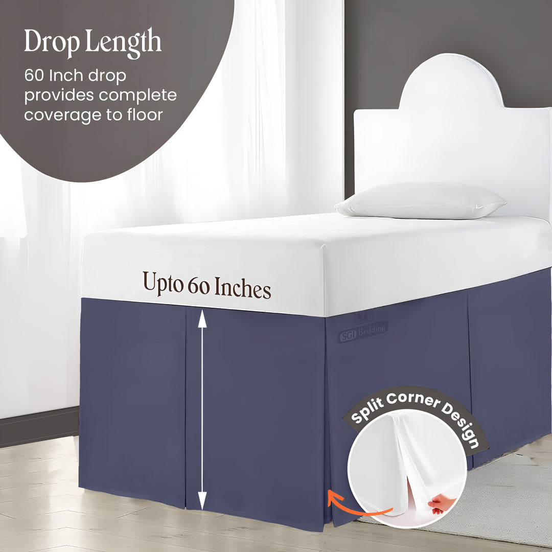 Microfiber Dorm Room Bed Skirt Pleated