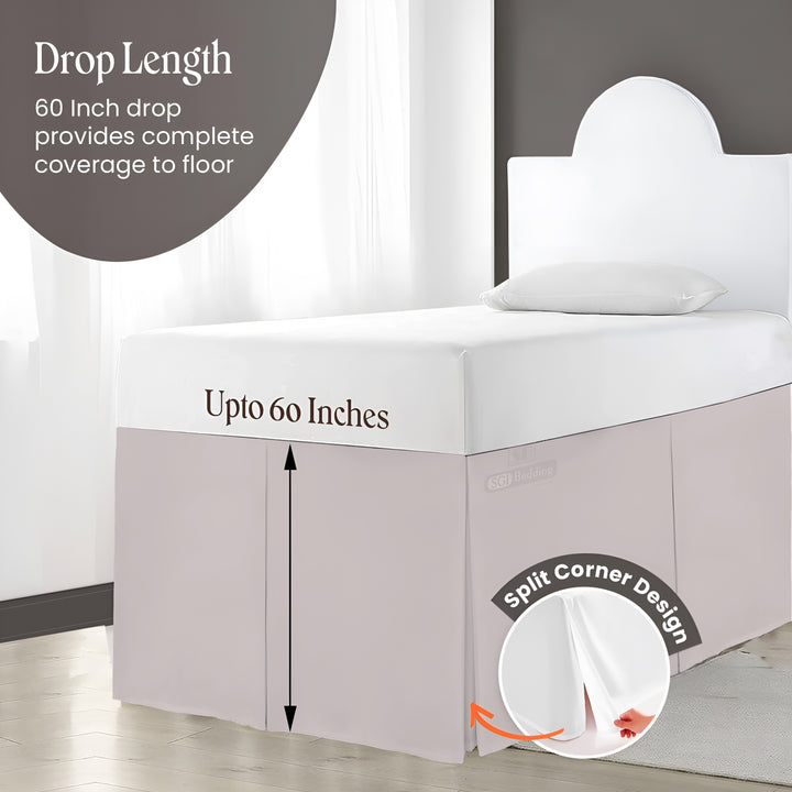Microfiber Dorm Room Bed Skirt Pleated