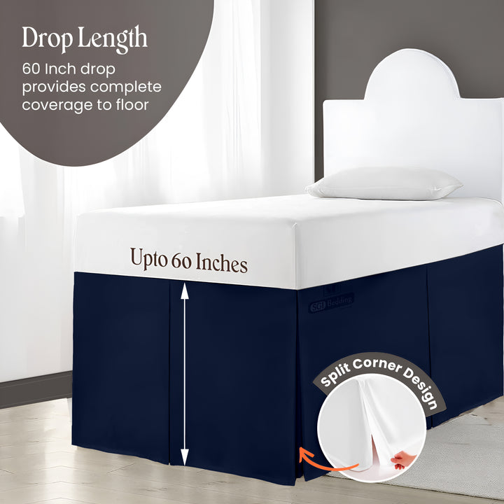 Microfiber Dorm Room Bed Skirt Pleated