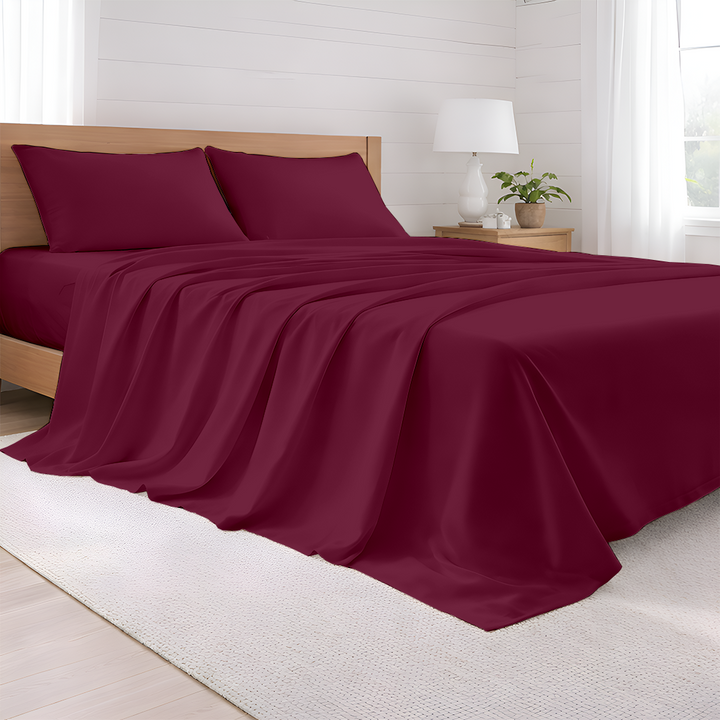 Luxury custom size 600 TC sheet set on bed