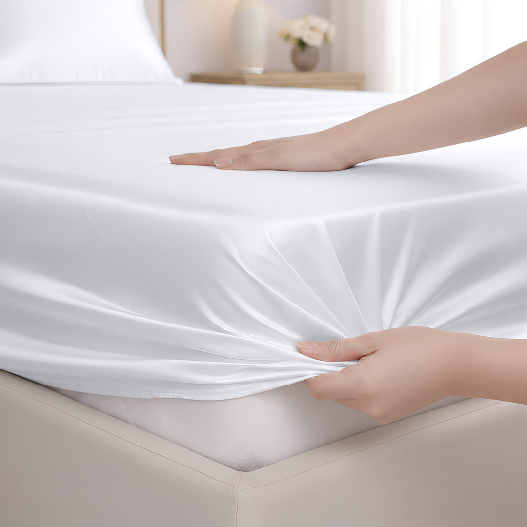 Deep pocket elastic corner on bamboo fitted sheet