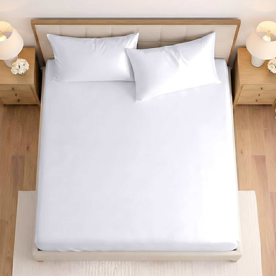 Top view of custom size bamboo fitted sheet