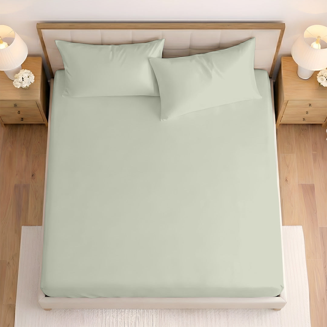 Top view of custom size bamboo fitted sheet