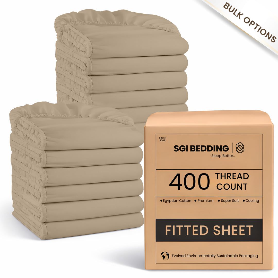 Bulk Hotel Fitted Sheets | 400 TC Egyptian Cotton Wholesale