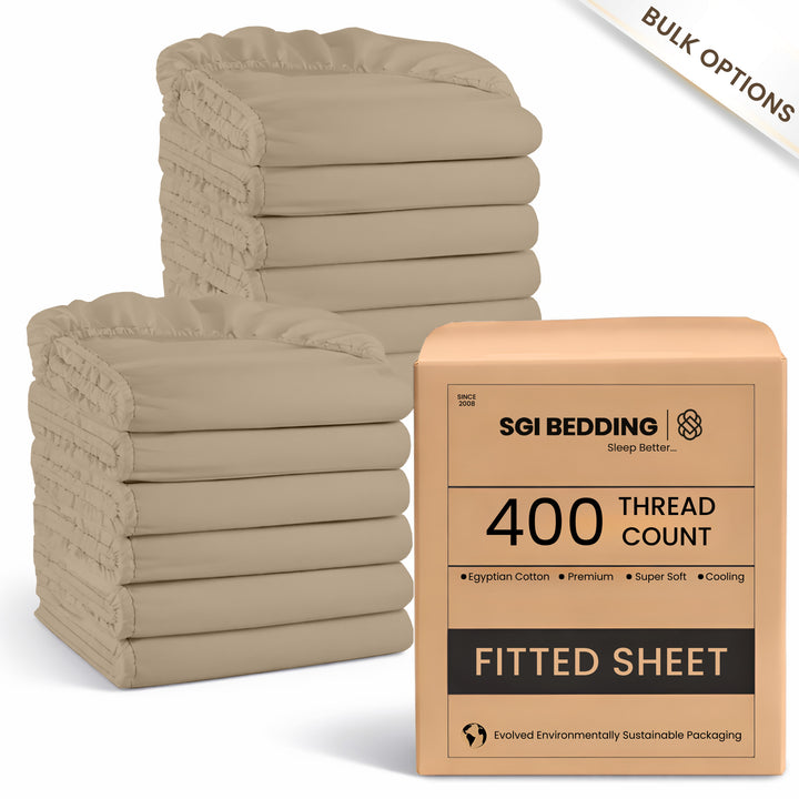 Bulk Hotel Fitted Sheets | 400 TC Egyptian Cotton Wholesale