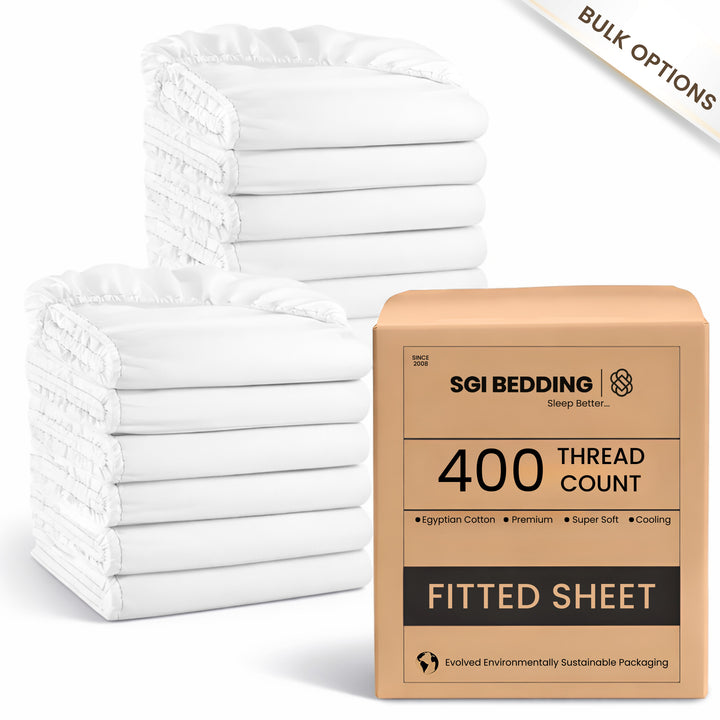 Bulk Hotel Fitted Sheets | 400 TC Egyptian Cotton Wholesale