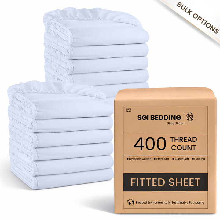 Bulk Hotel Fitted Sheets | 400 TC Egyptian Cotton Wholesale