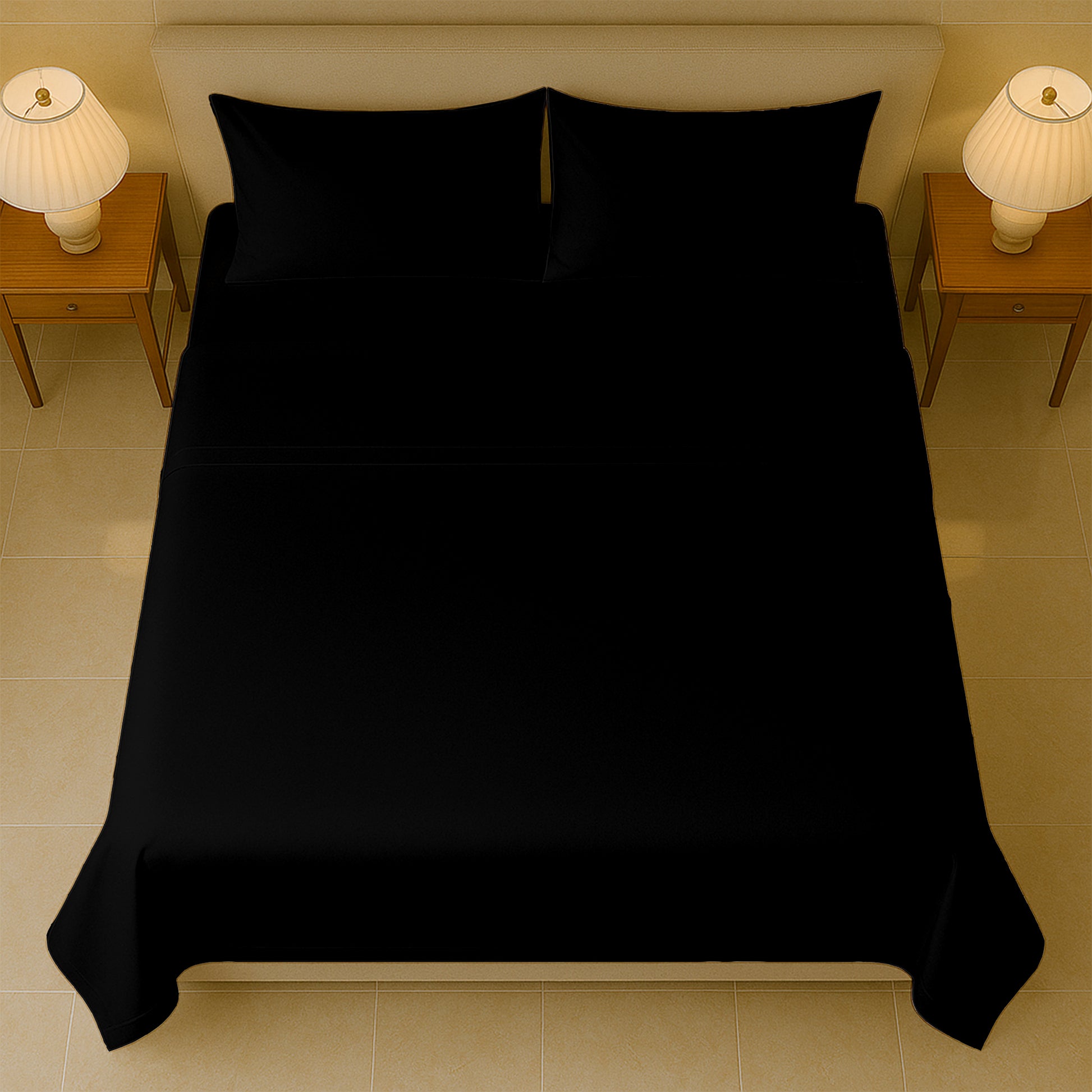 Classic 400 thread count Egyptian cotton sheets set displayed on bed with pillows