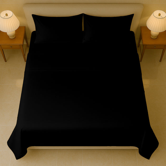 Classic 400 thread count Egyptian cotton sheets set displayed on bed with pillows