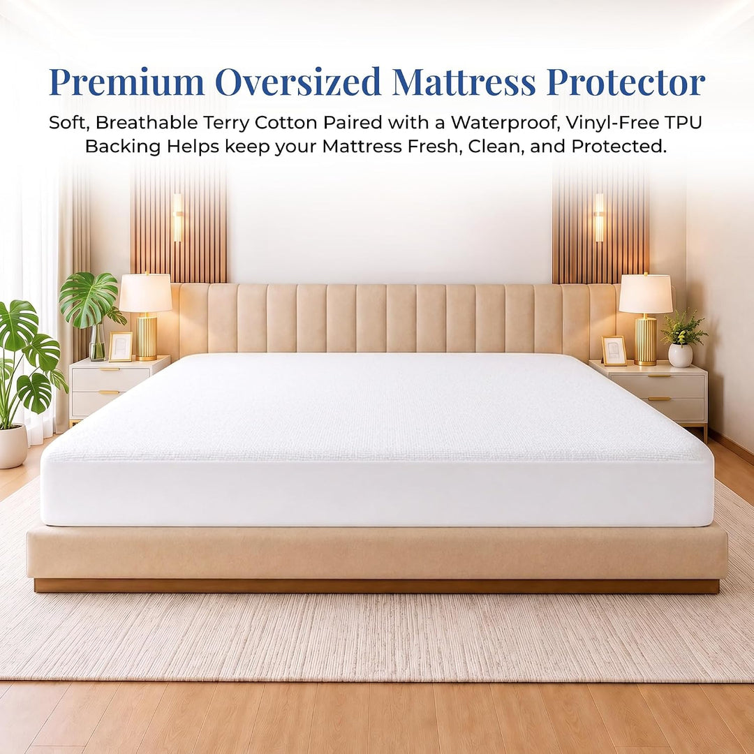 Oversized Mattress Protector – Waterproof, Deep Pocket, Elastic Fit for Large Beds