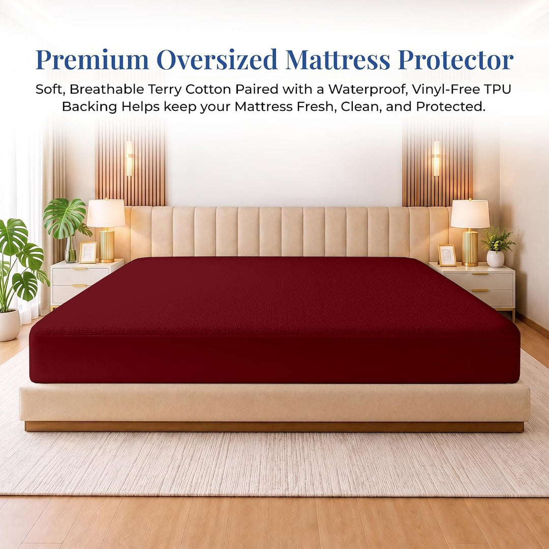 Oversized Mattress Protector – Waterproof, Deep Pocket, Elastic Fit for Large Beds