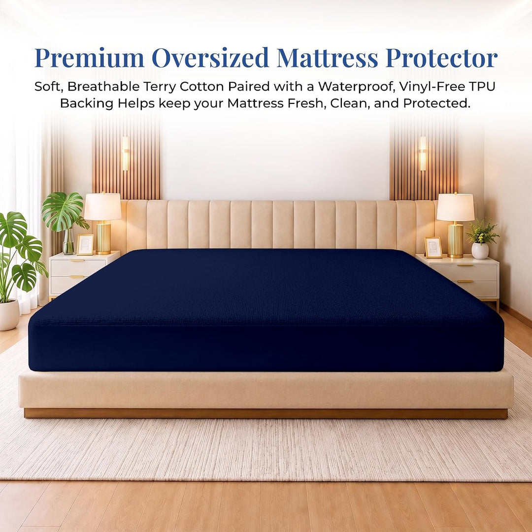 Oversized Mattress Protector – Waterproof, Deep Pocket, Elastic Fit for Large Beds