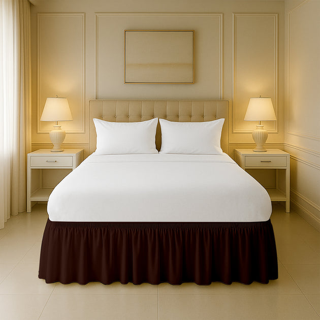 Cotton-like microfiber wrap-around bed skirts for sale