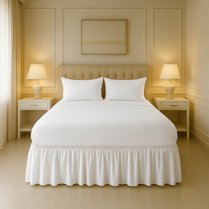 Cotton-like microfiber wrap-around bed skirts for sale