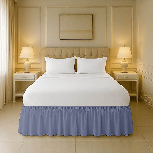 Cotton-like microfiber wrap-around bed skirts for sale