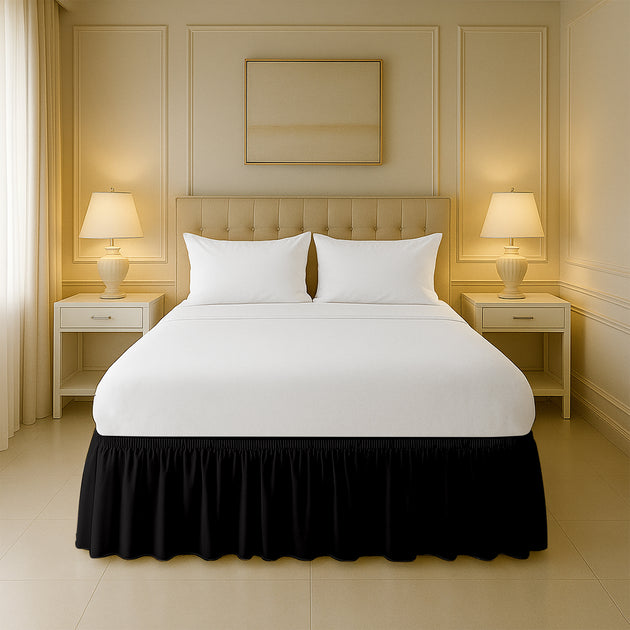 Cotton-like microfiber wrap-around bed skirts for sale