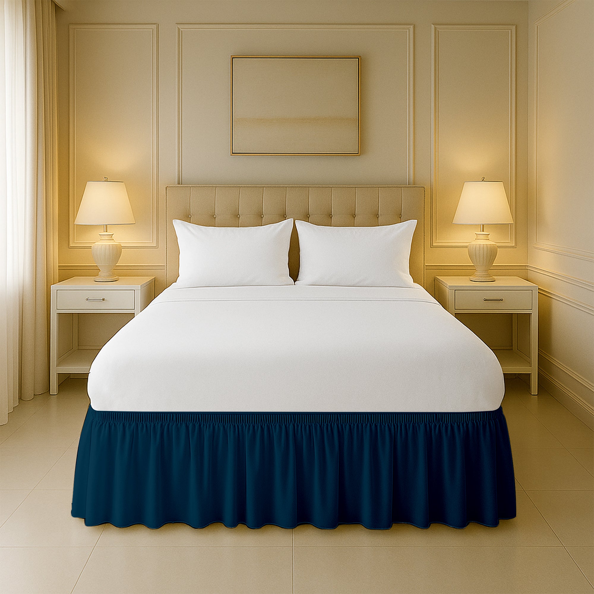 Cotton-like microfiber wrap-around bed skirts for sale