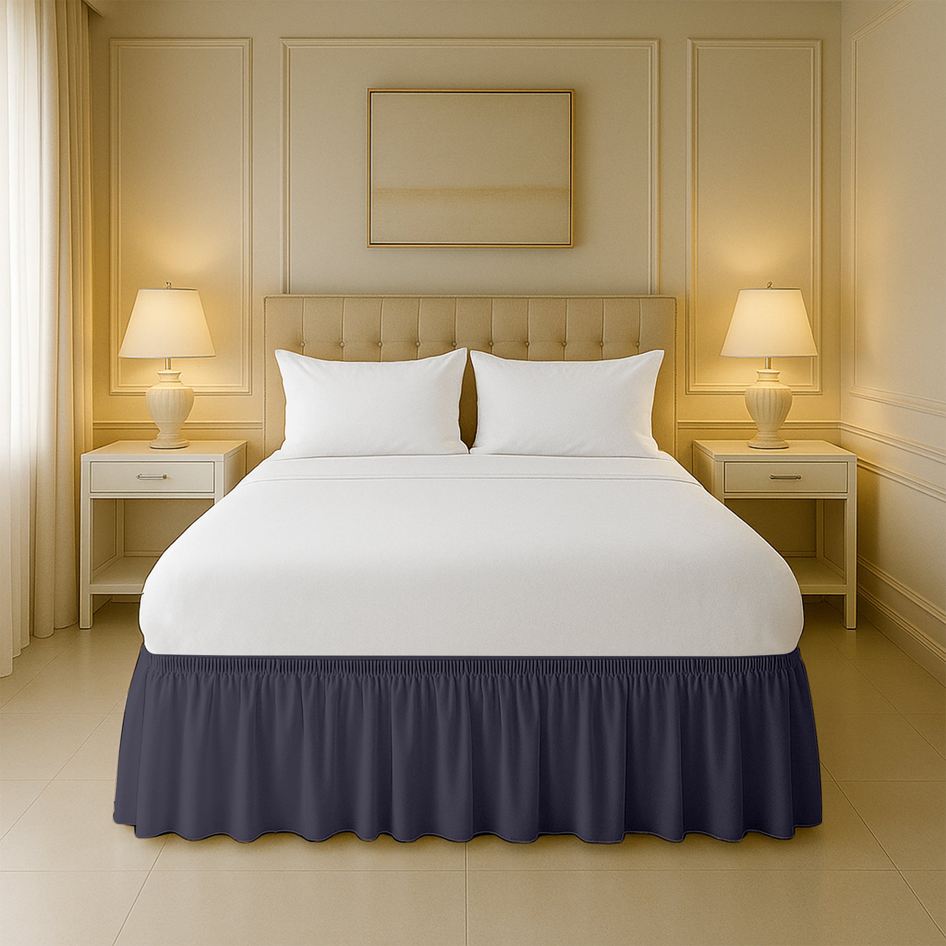 Cotton-like microfiber wrap-around bed skirts for sale