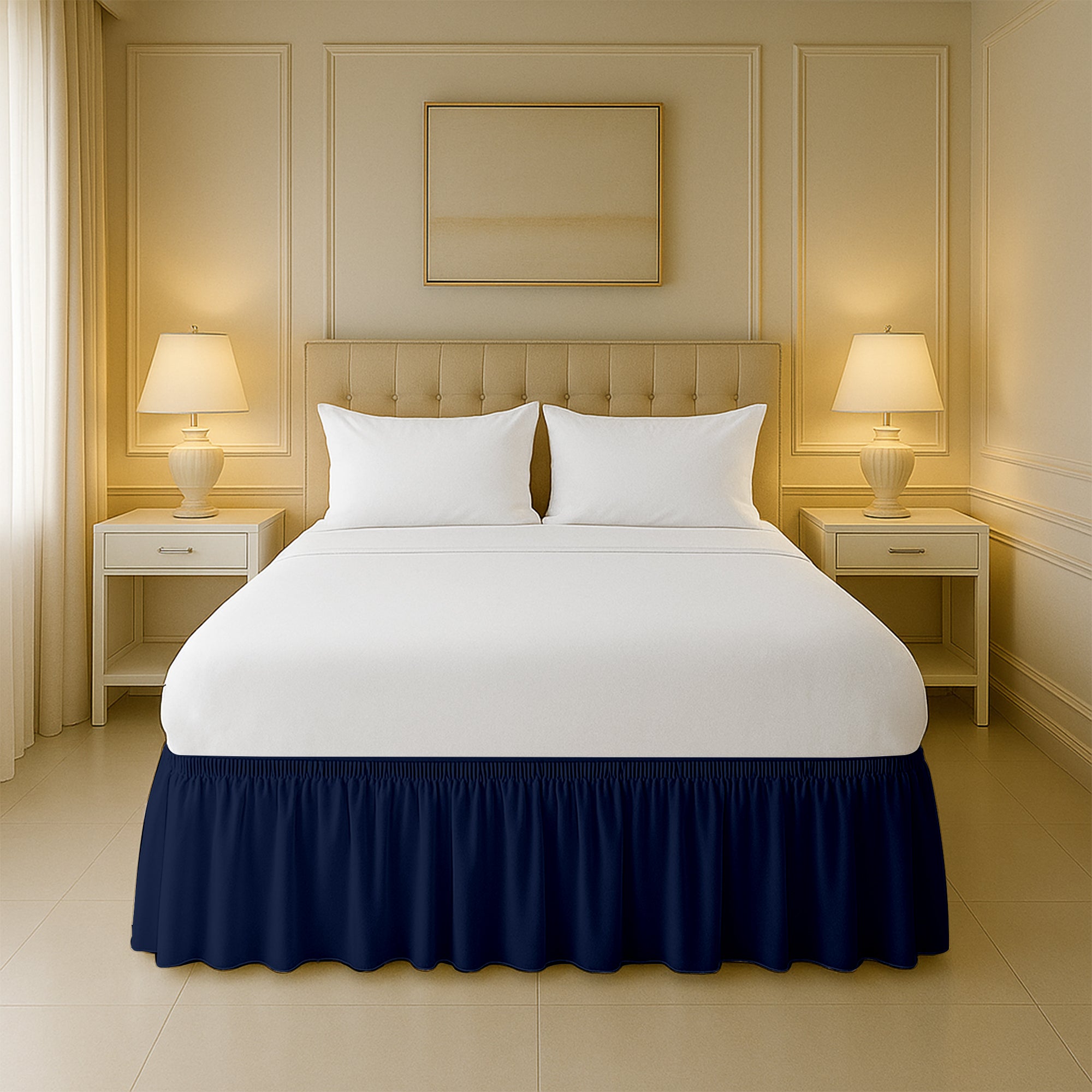 Cotton-like microfiber wrap-around bed skirts for sale