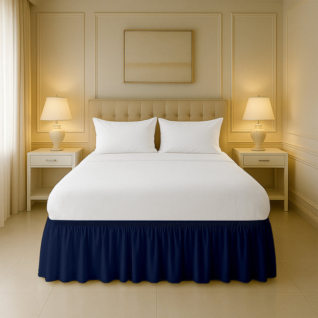 Cotton-like microfiber wrap-around bed skirts for sale
